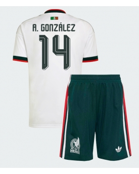 Billige Fotballdrakt Mexico Armando Gonzalez #14 Replika Bortedraktsett Barn VM 2026 Kortermet (med bukser)